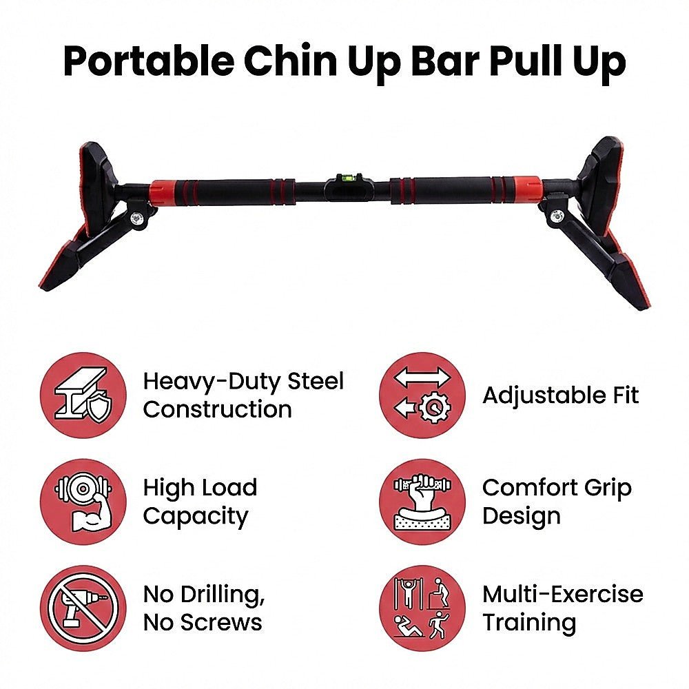 Portable Adjustable Pull Up Bar Doorway Chin Up Home Gym Fitness