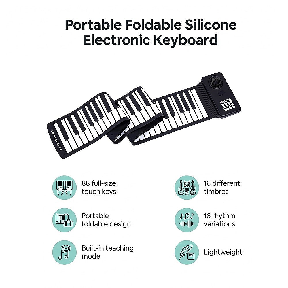 88 Key Portable Foldable Silicone Electronic Piano with Teaching Mode