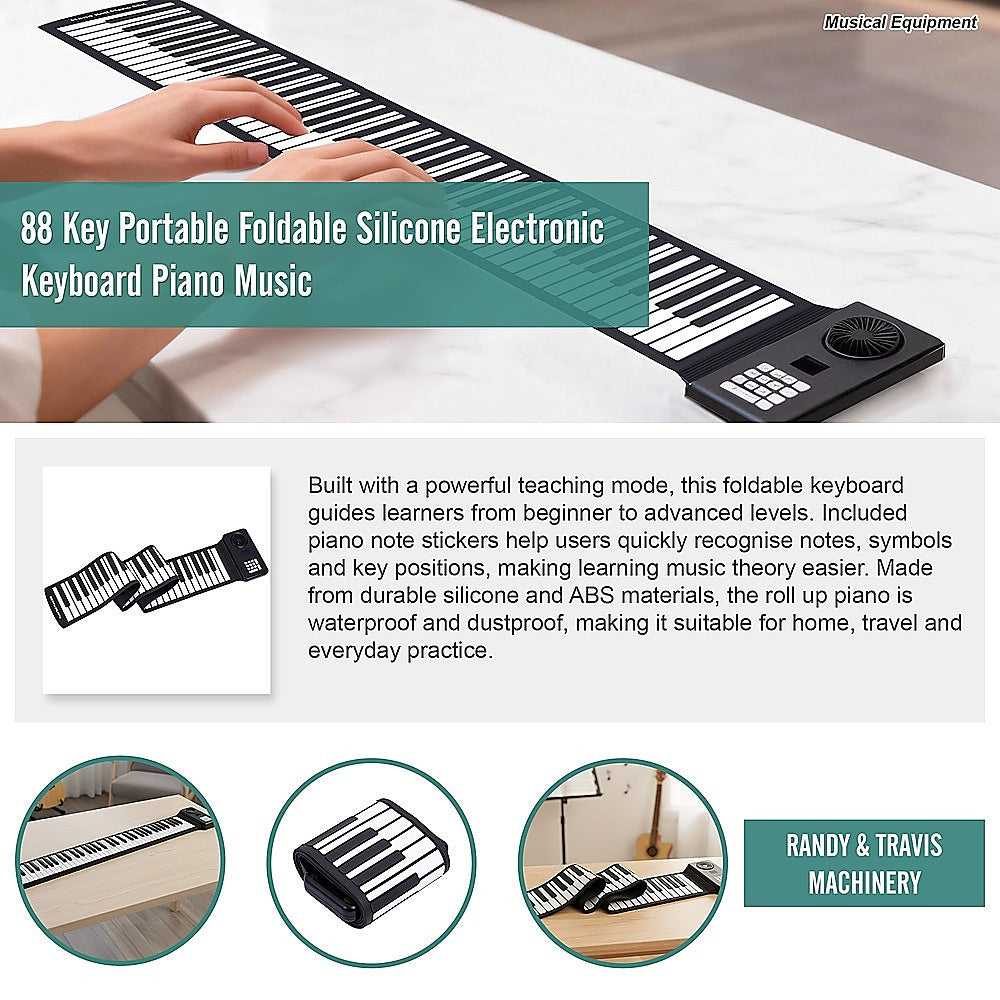 88 Key Portable Foldable Silicone Electronic Piano with Teaching Mode
