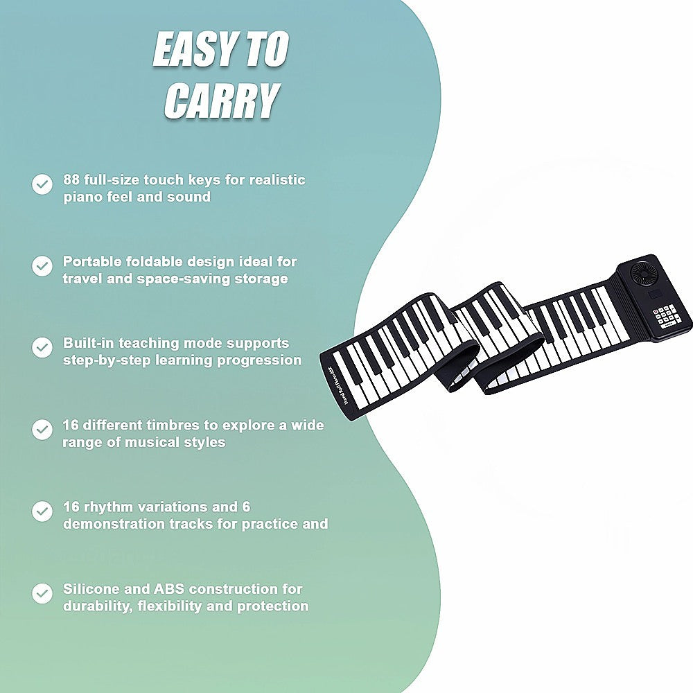 88 Key Portable Foldable Silicone Electronic Piano with Teaching Mode
