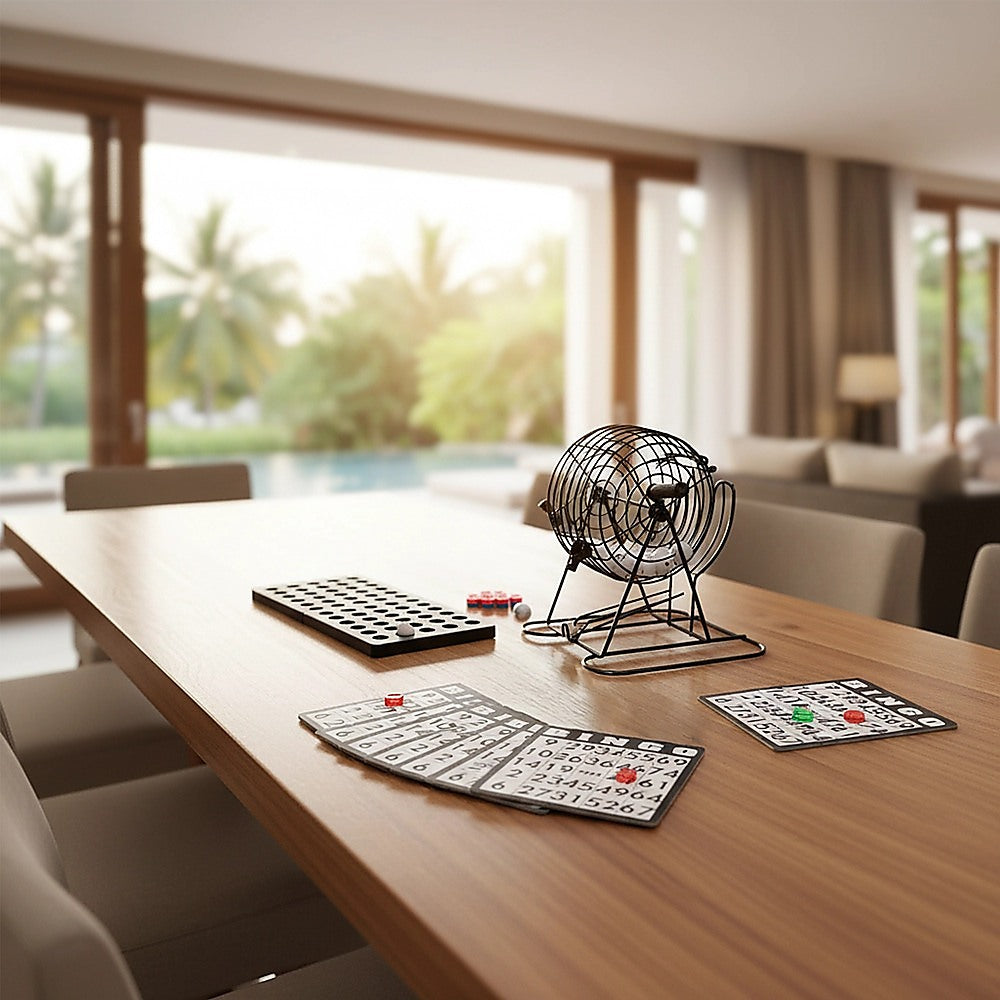 Bingo Game Set with Cage Balls Cards and Chips for Family Fun
