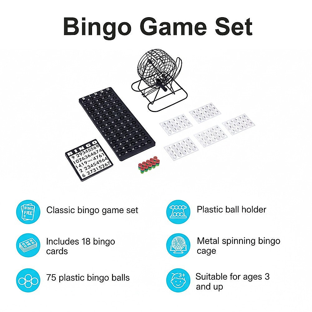 Bingo Game Set with Cage Balls Cards and Chips for Family Fun