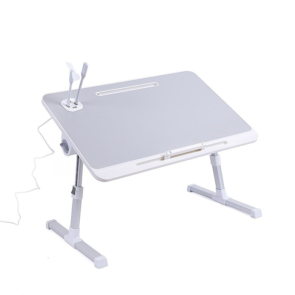 Adjustable Laptop Table Stand Bed Tray with Storage Drawer and Tilt
