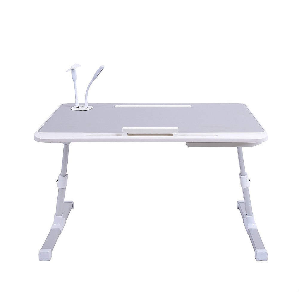 Adjustable Laptop Table Stand Bed Tray with Storage Drawer and Tilt