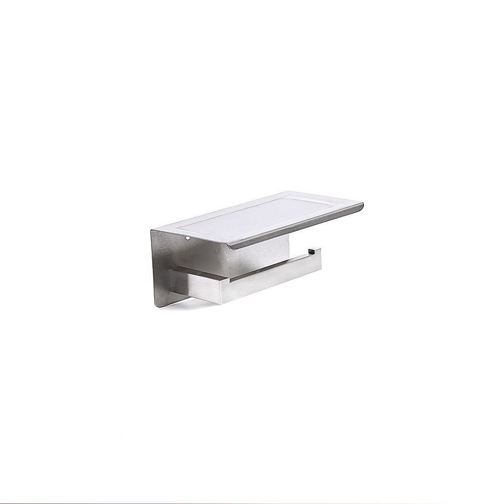 Toilet Paper Holder with Top Shelf Wall Mounted Rack Stainless Steel
