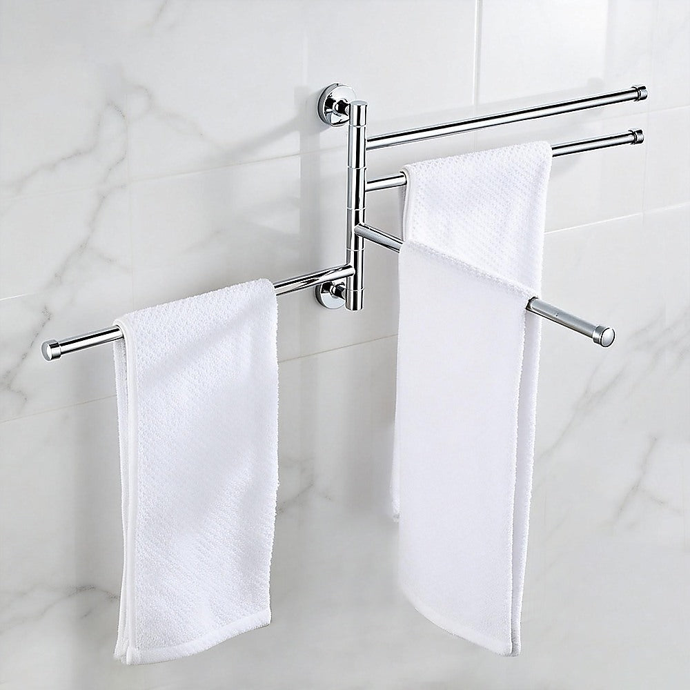 Swivel Wall Mounted Towel Rail Chrome Stainless Steel Bathroom Rack