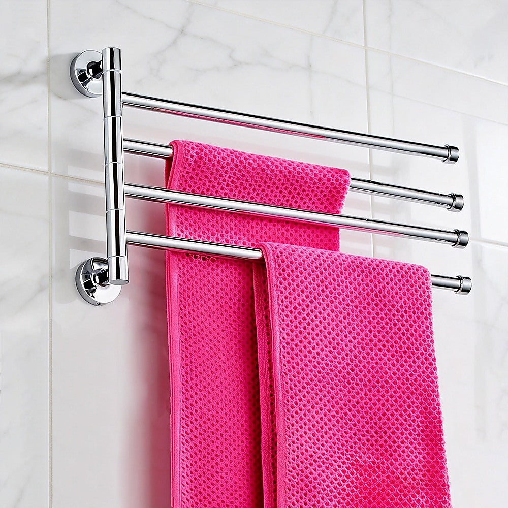 Swivel Wall Mounted Towel Rail Chrome Stainless Steel Bathroom Rack