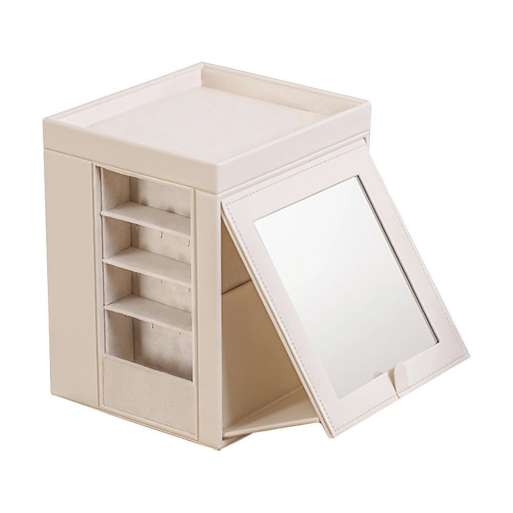 Rotating Jewellery Box with Mirror 360 Swivel Leather Velvet Organizer