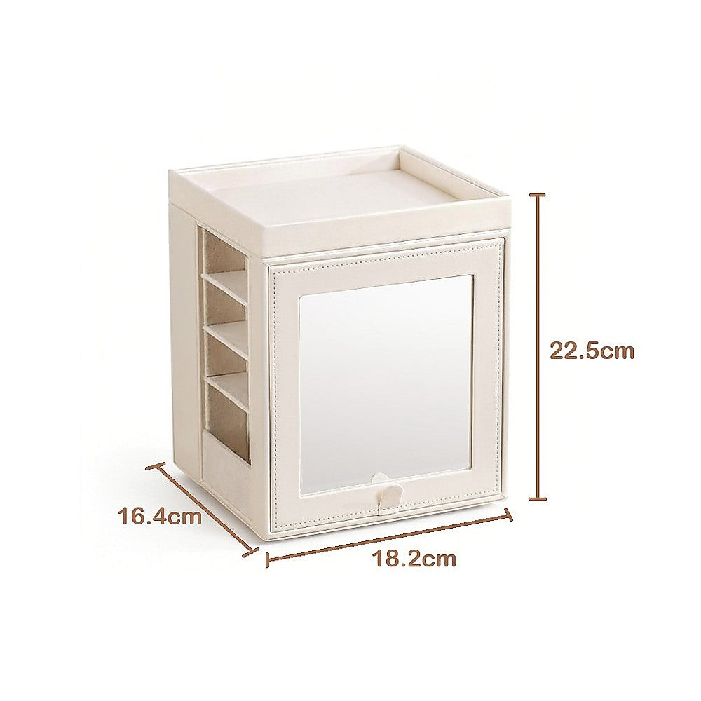 Rotating Jewellery Box with Mirror 360 Swivel Leather Velvet Organizer