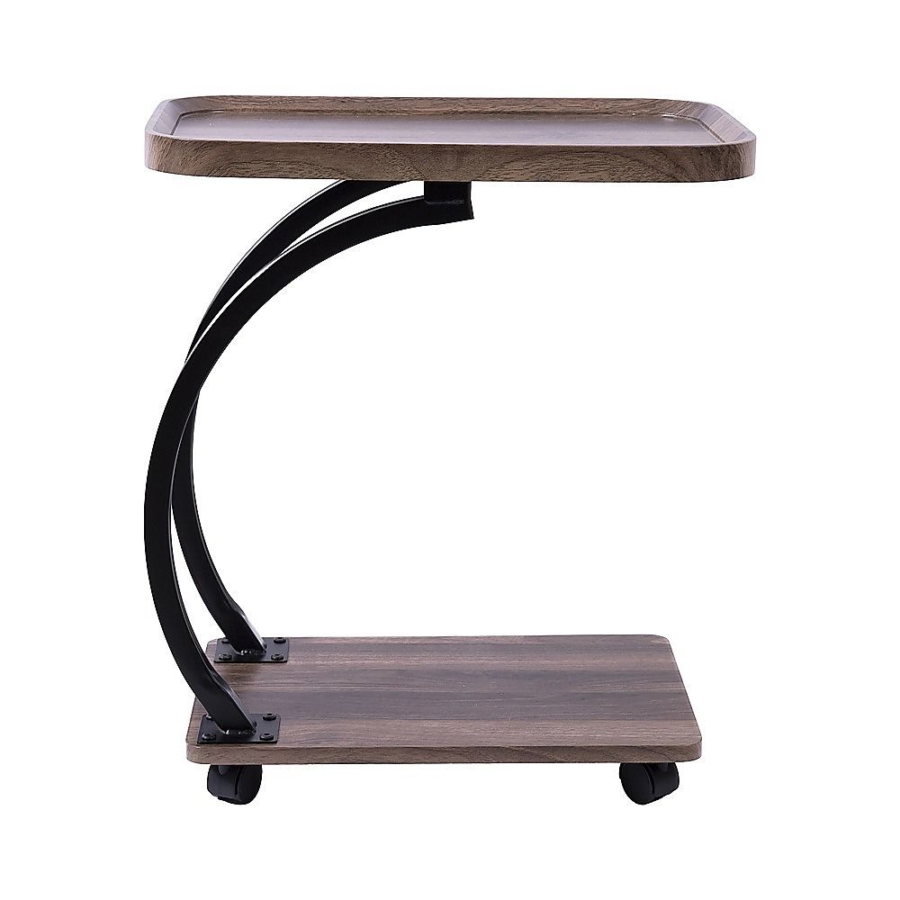 C-Shaped Side Table Wheels Sofa End Table | Simpledeals