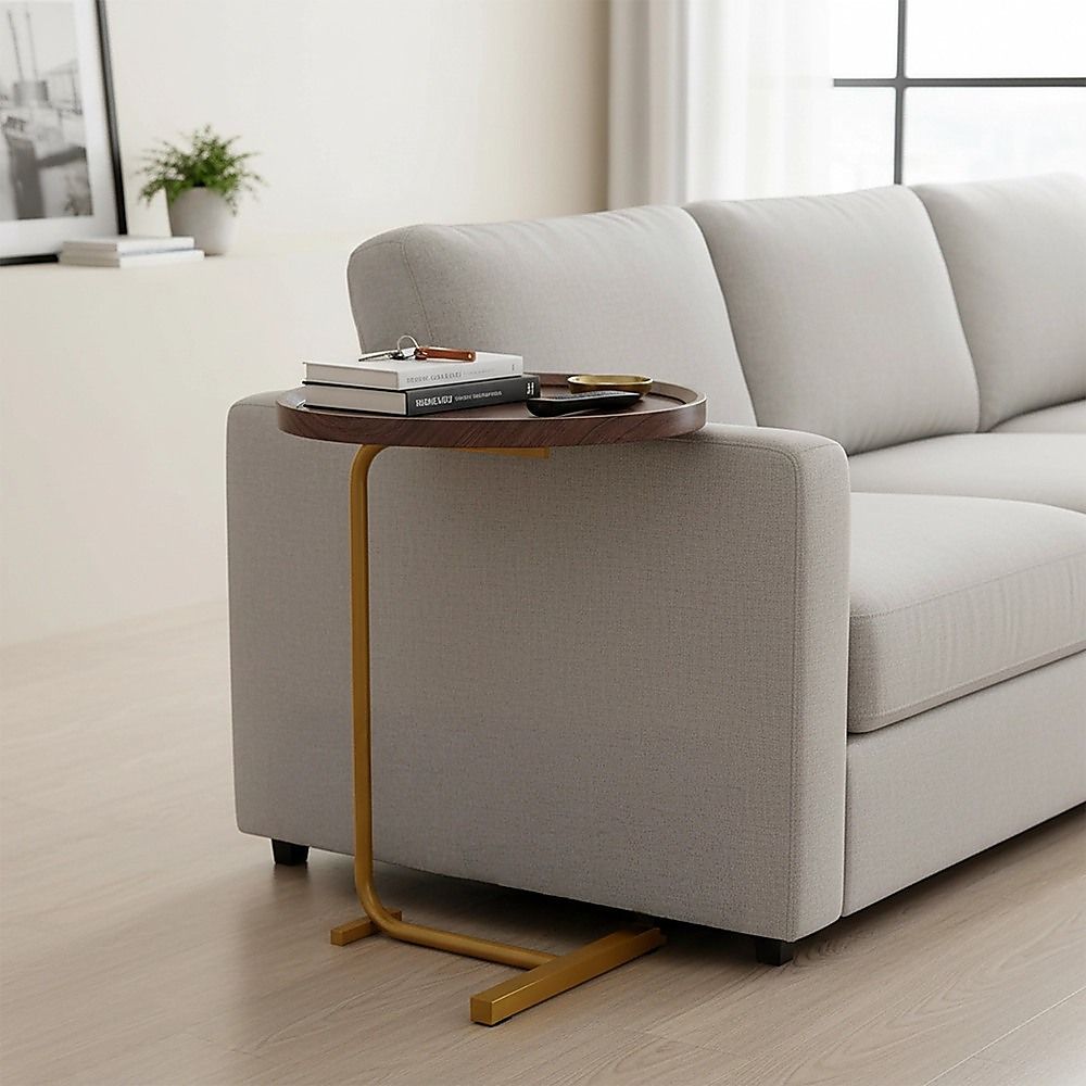 Oval Side Table Gold Base Sofa End Table | Simpledeals