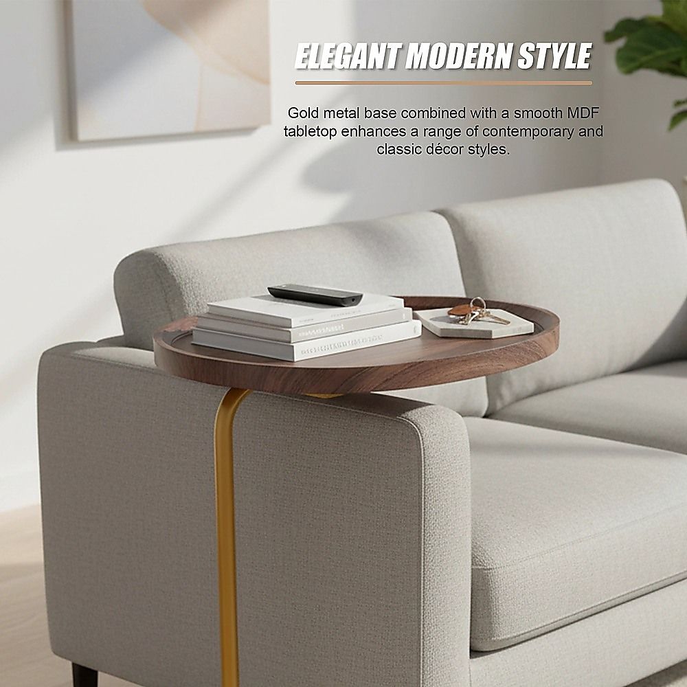 Oval Side Table Gold Base Sofa End Table | Simpledeals