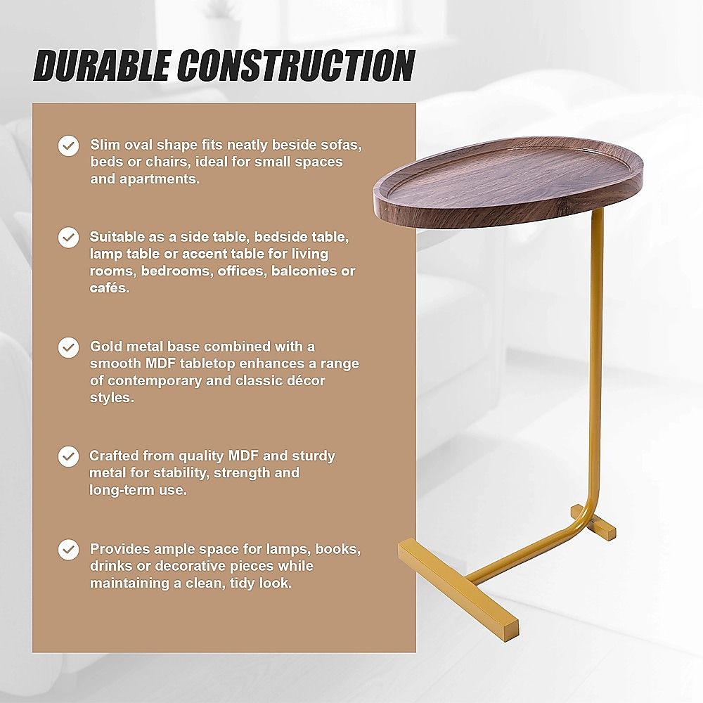 Oval Side Table Gold Base Sofa End Table | Simpledeals