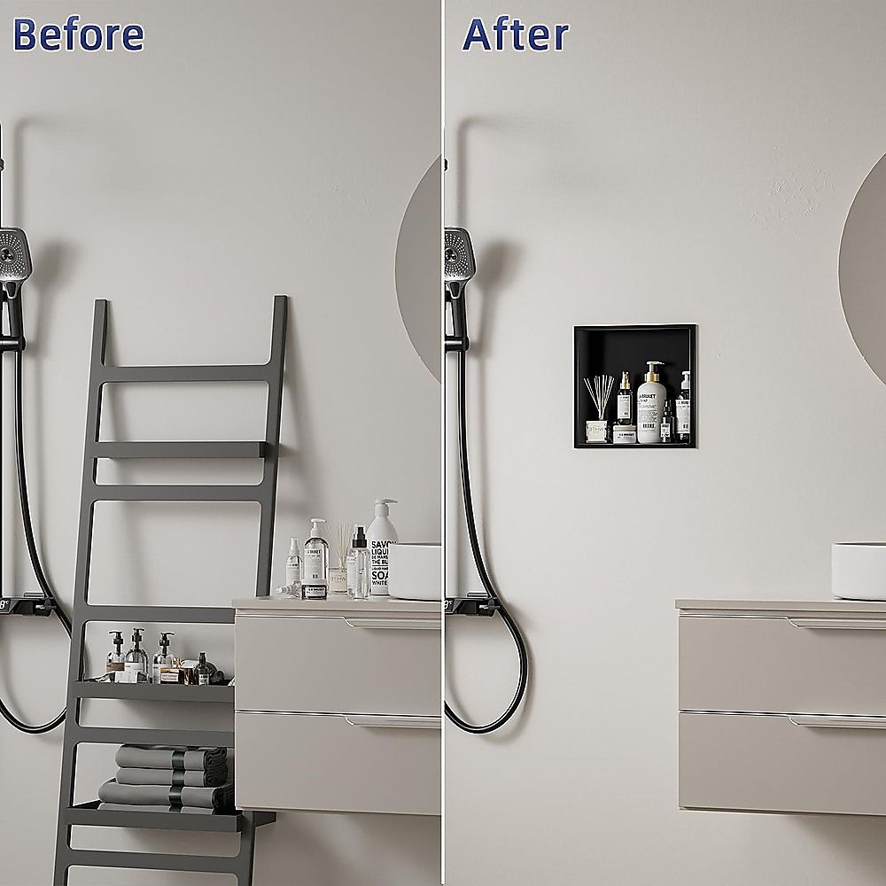 Shower Niche 33x33cm Double Shelf Wall Insert | Simpledeals