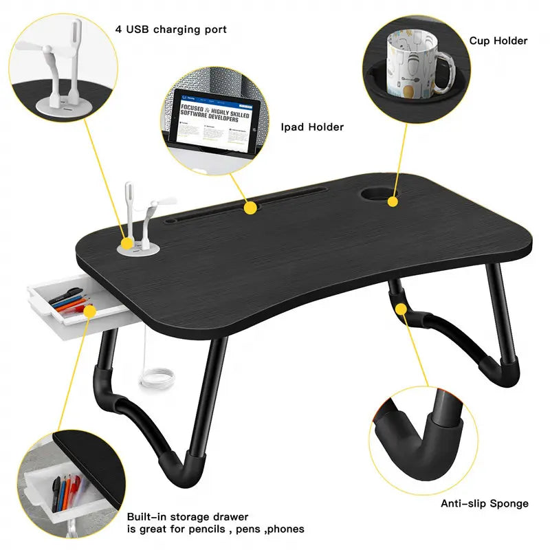 Desk Accessories - Laptop Desk Bed Table Tray Folding Breakfast Table Portable Lap Standing Desk Notebook Stand Reading