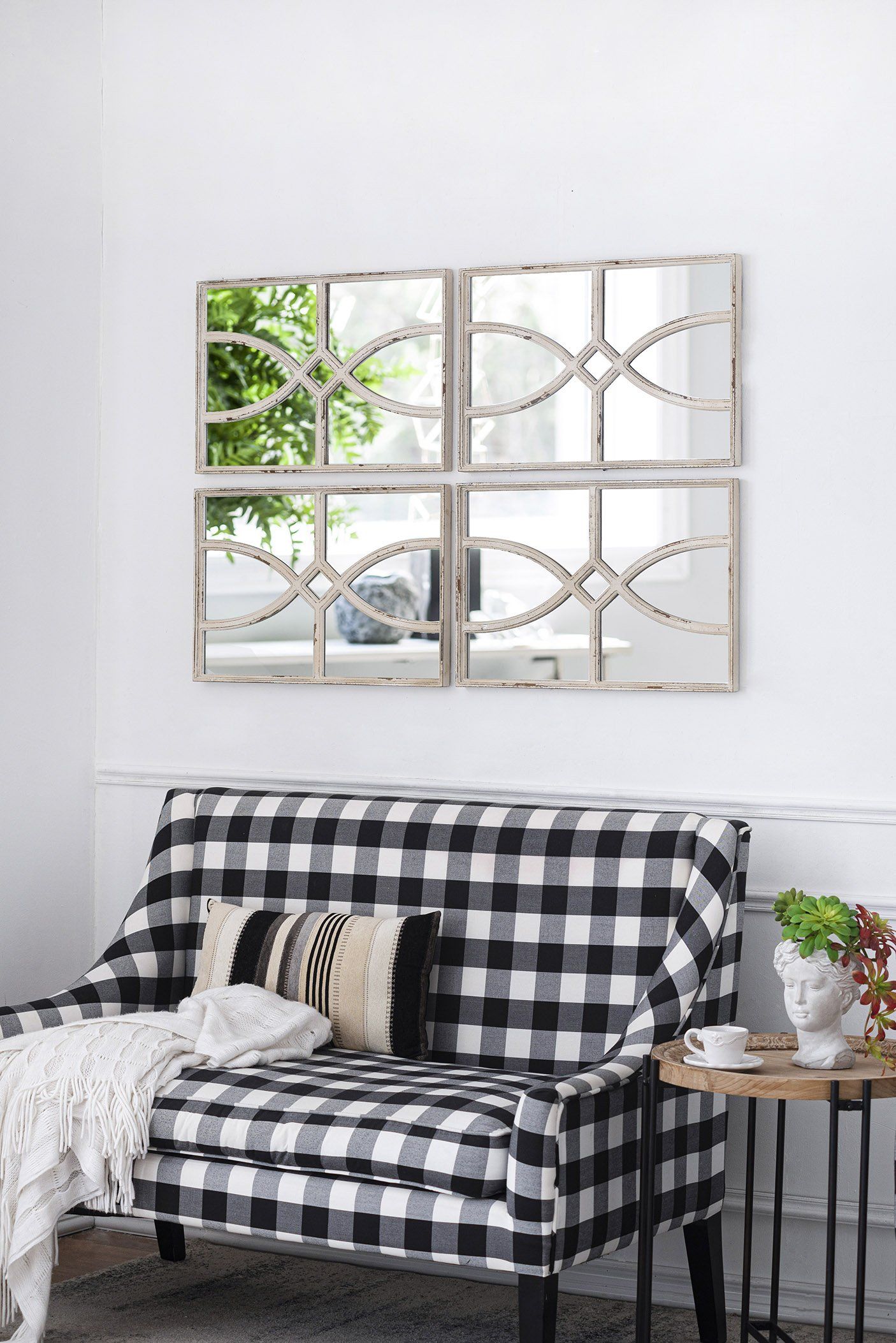 Rustic Carved Wall Mirror Set