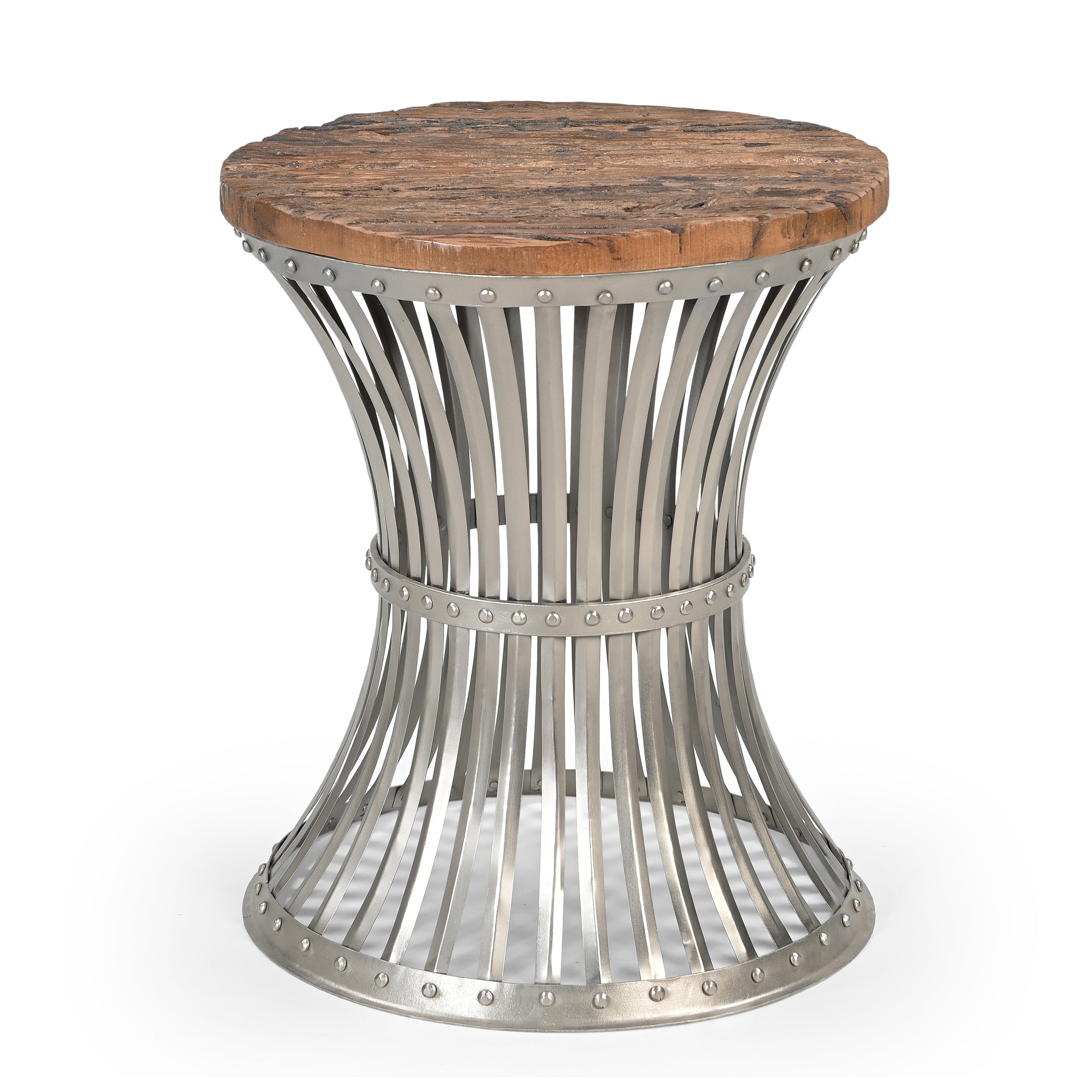Inverted Wood And Iron Side Table | Wood finish