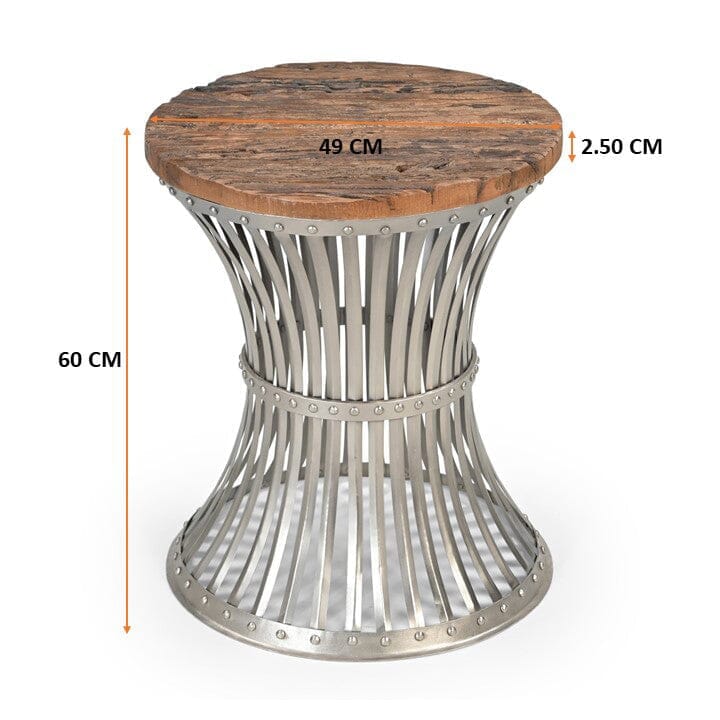 Side Tables - Inverted Wood And Iron Side Table