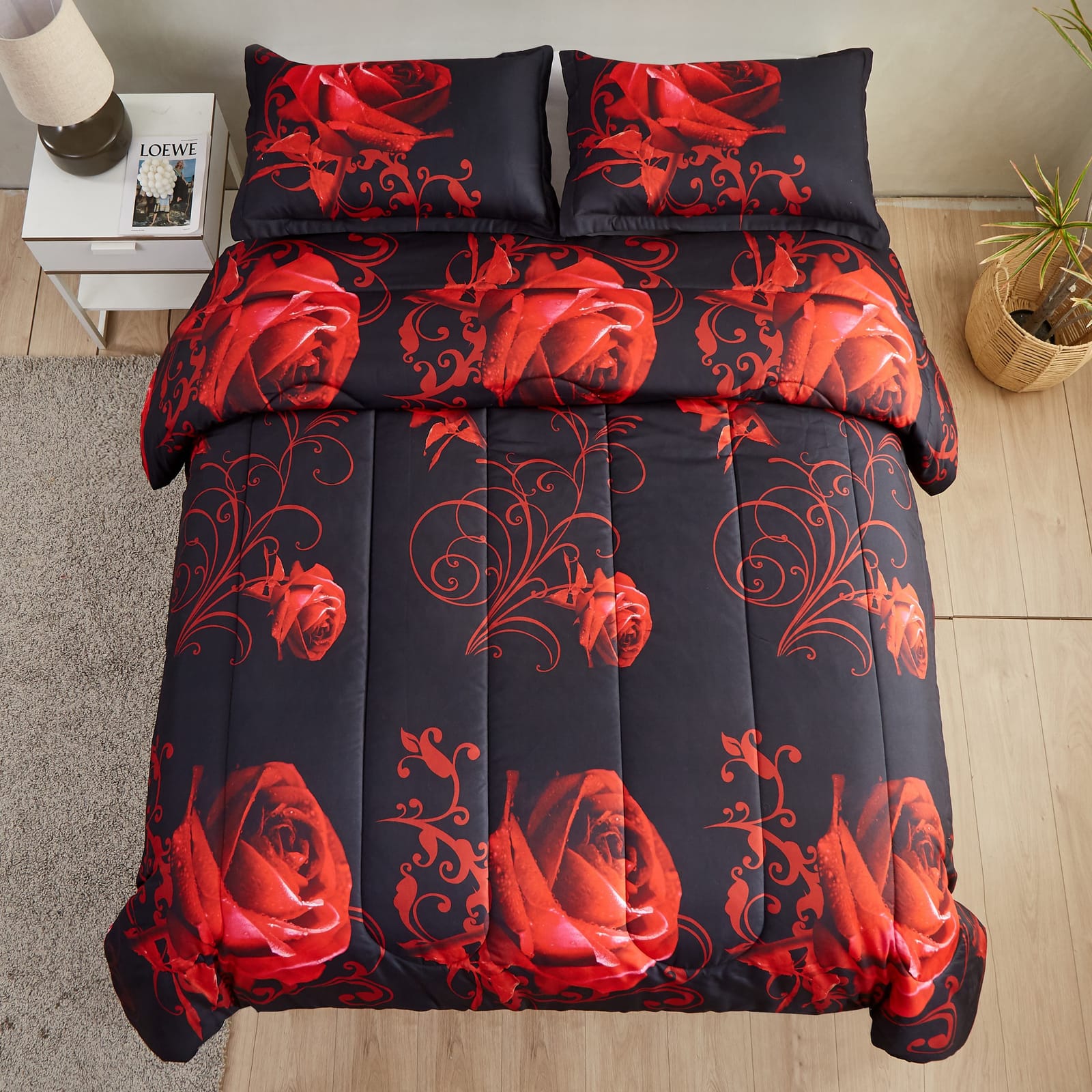 Luxury Comforter Set Black 48x74cm