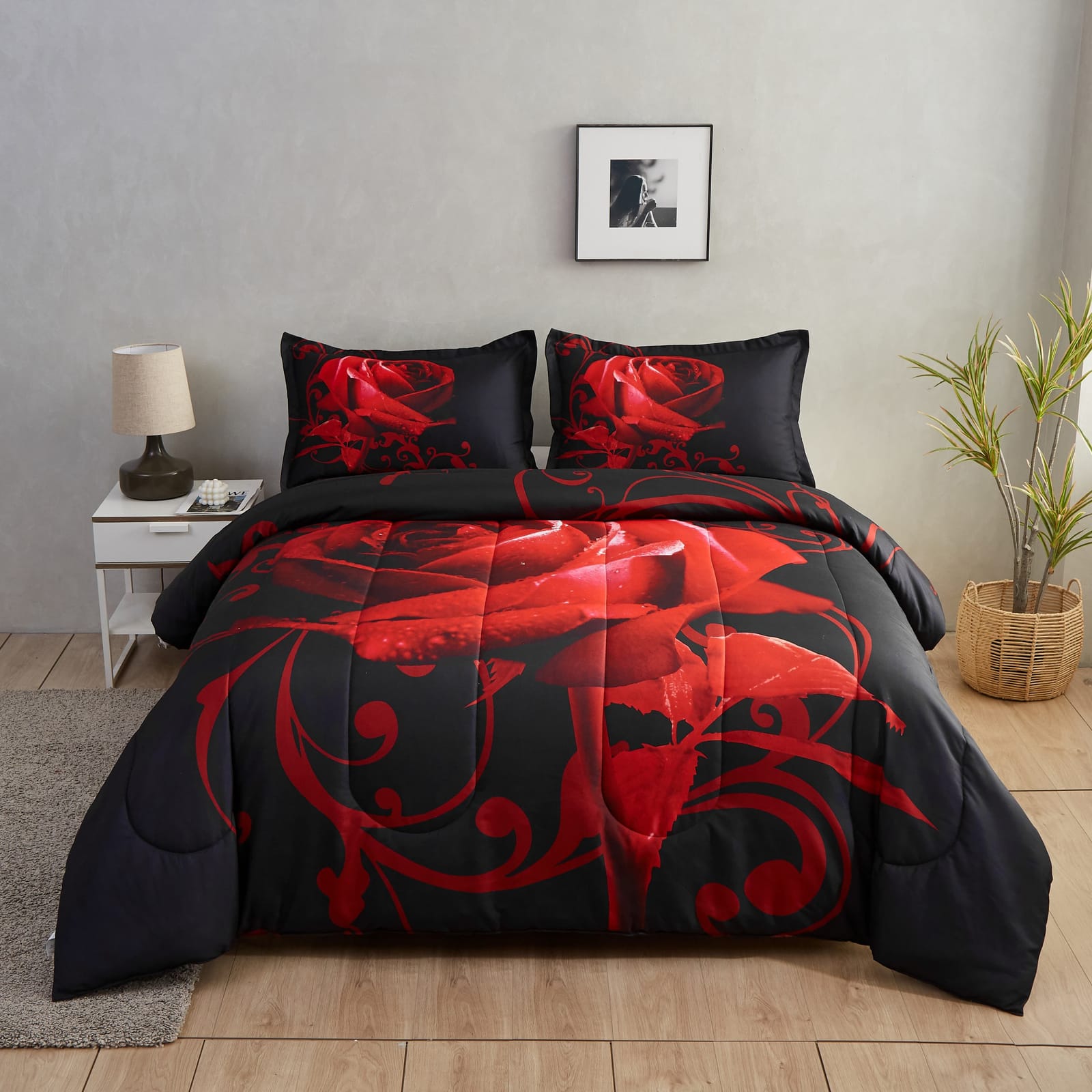 Luxury Comforter Set Black 48x74cm