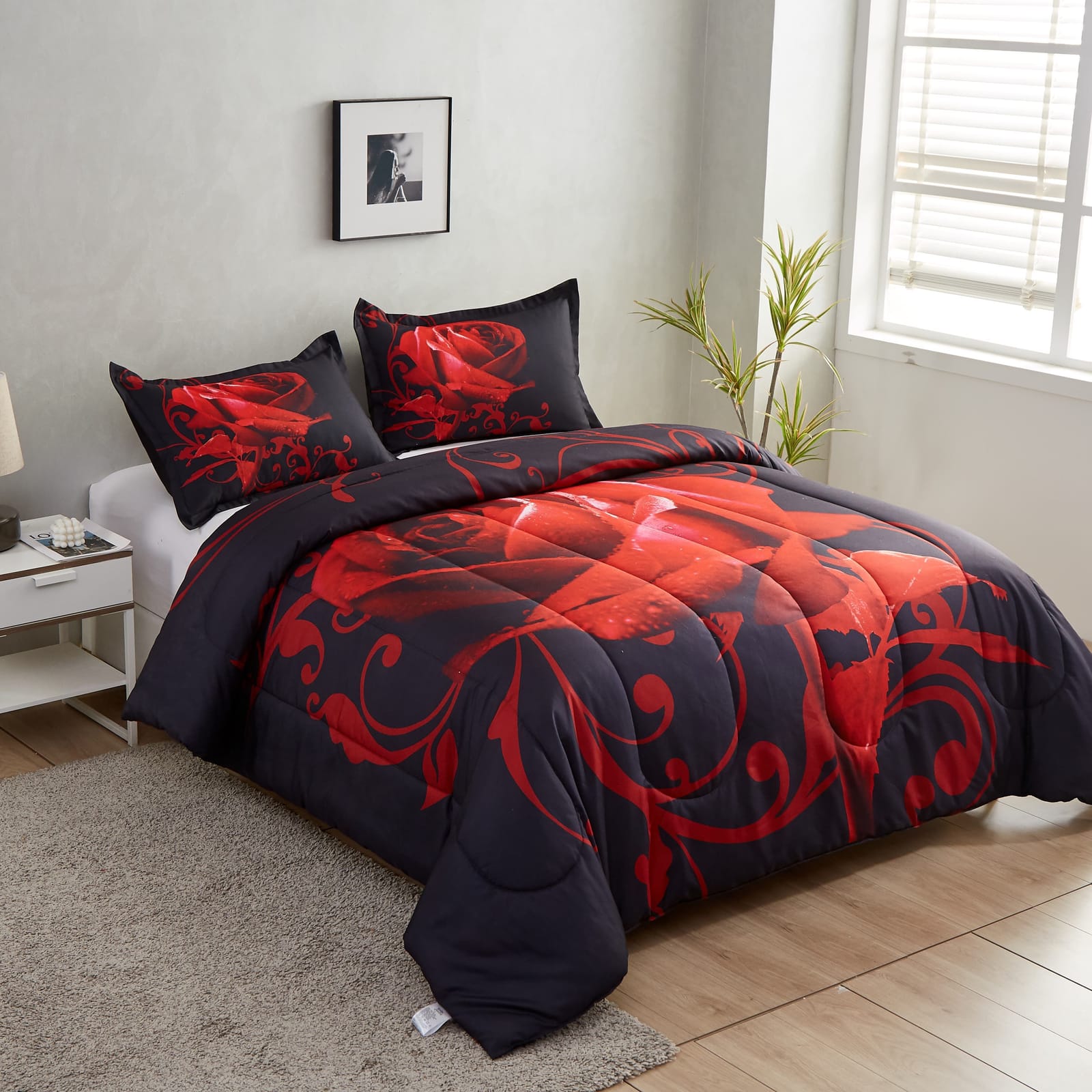 Luxury Comforter Set Black 48x74cm