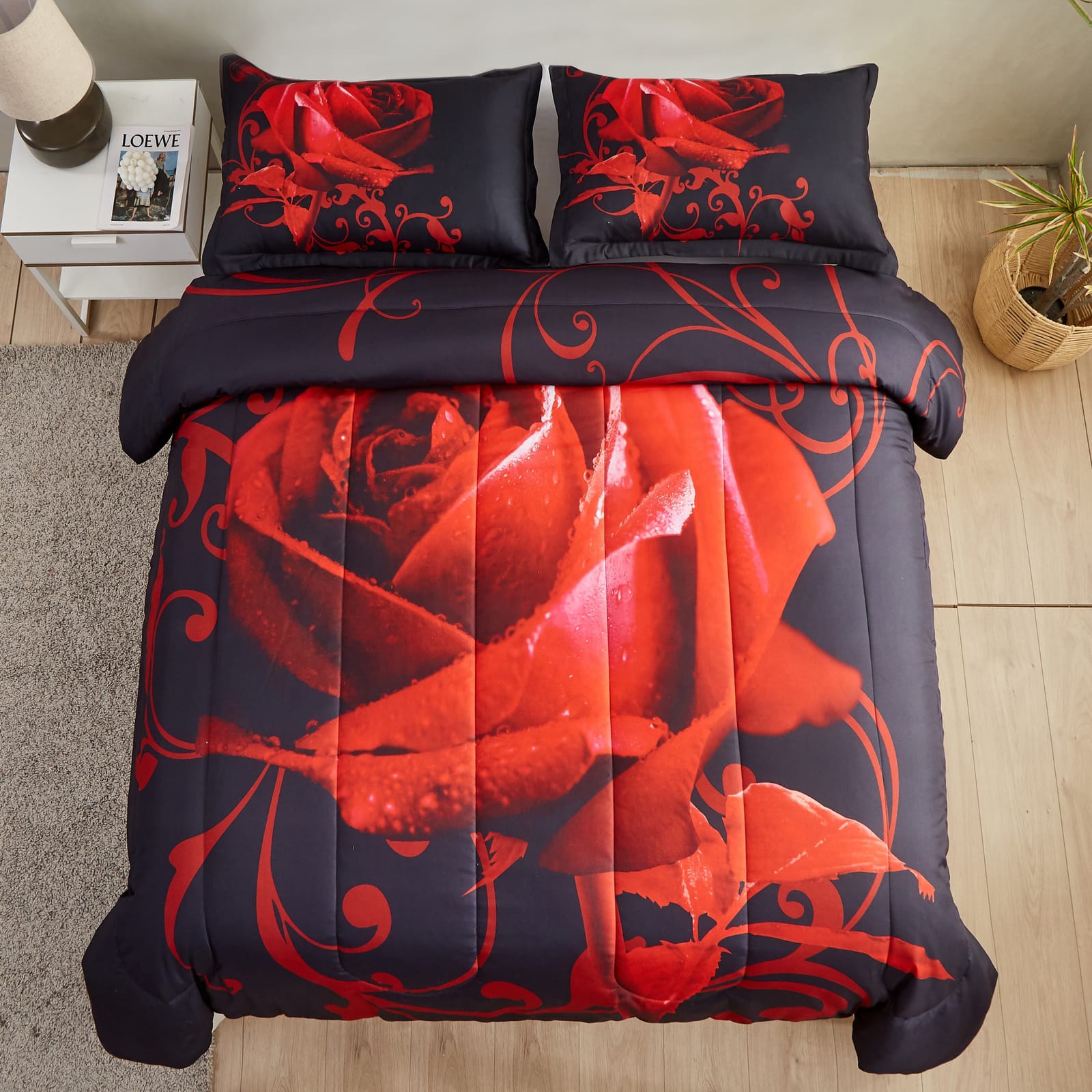 Luxury Comforter Set Black 48x74cm