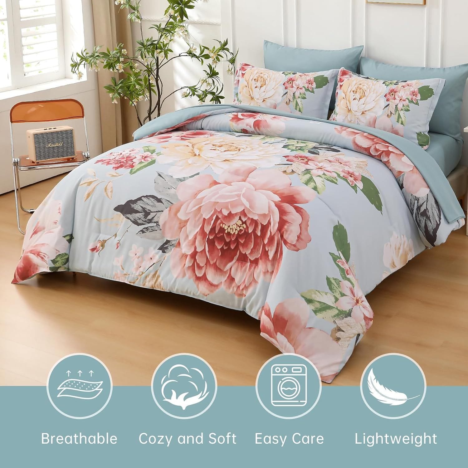 Queen Comforter Soft Floral 48x74cm