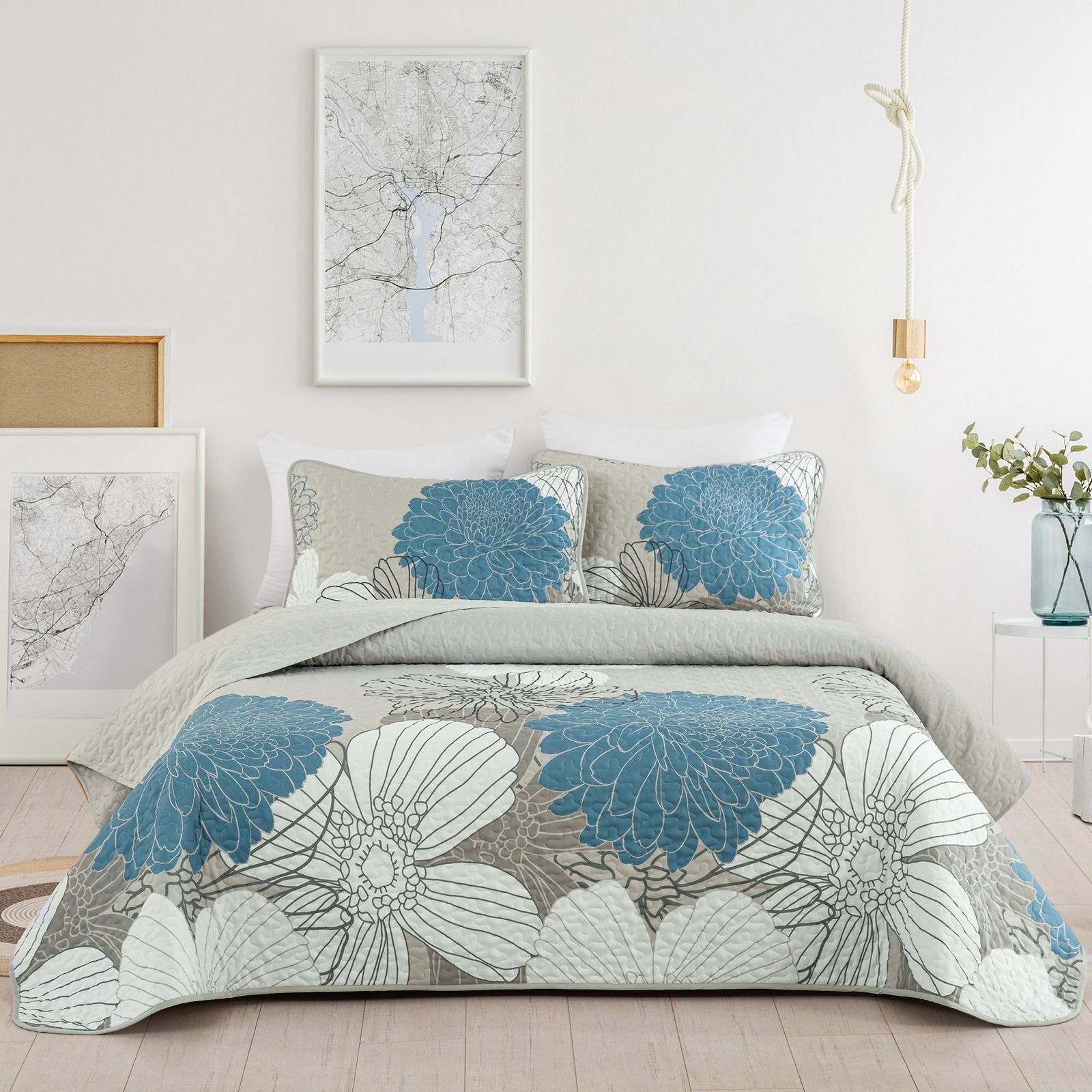 Boho Bedspread Set Black 230x250cm