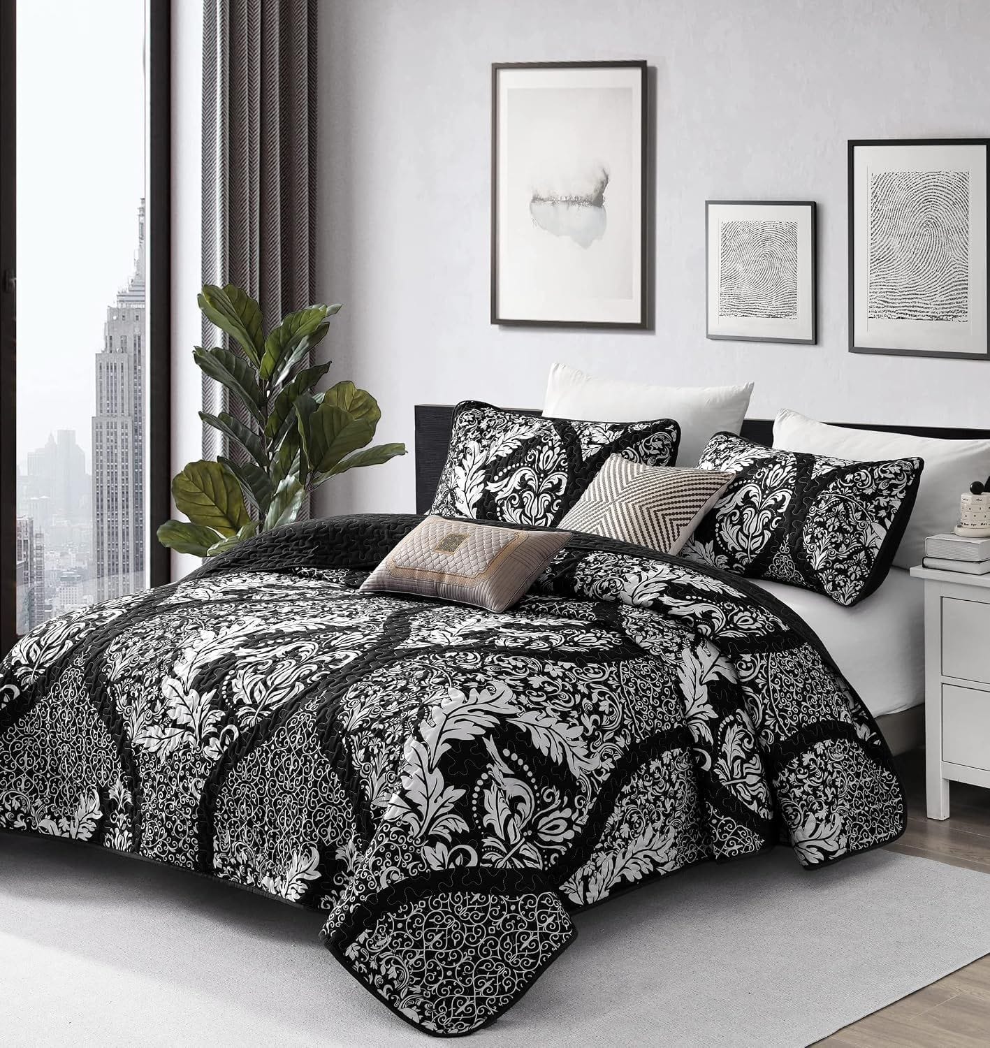 Boho Black Bedspread Set 230x250cm