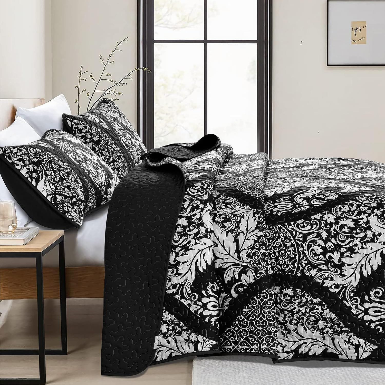 Boho Black Bedspread Set 230x250cm