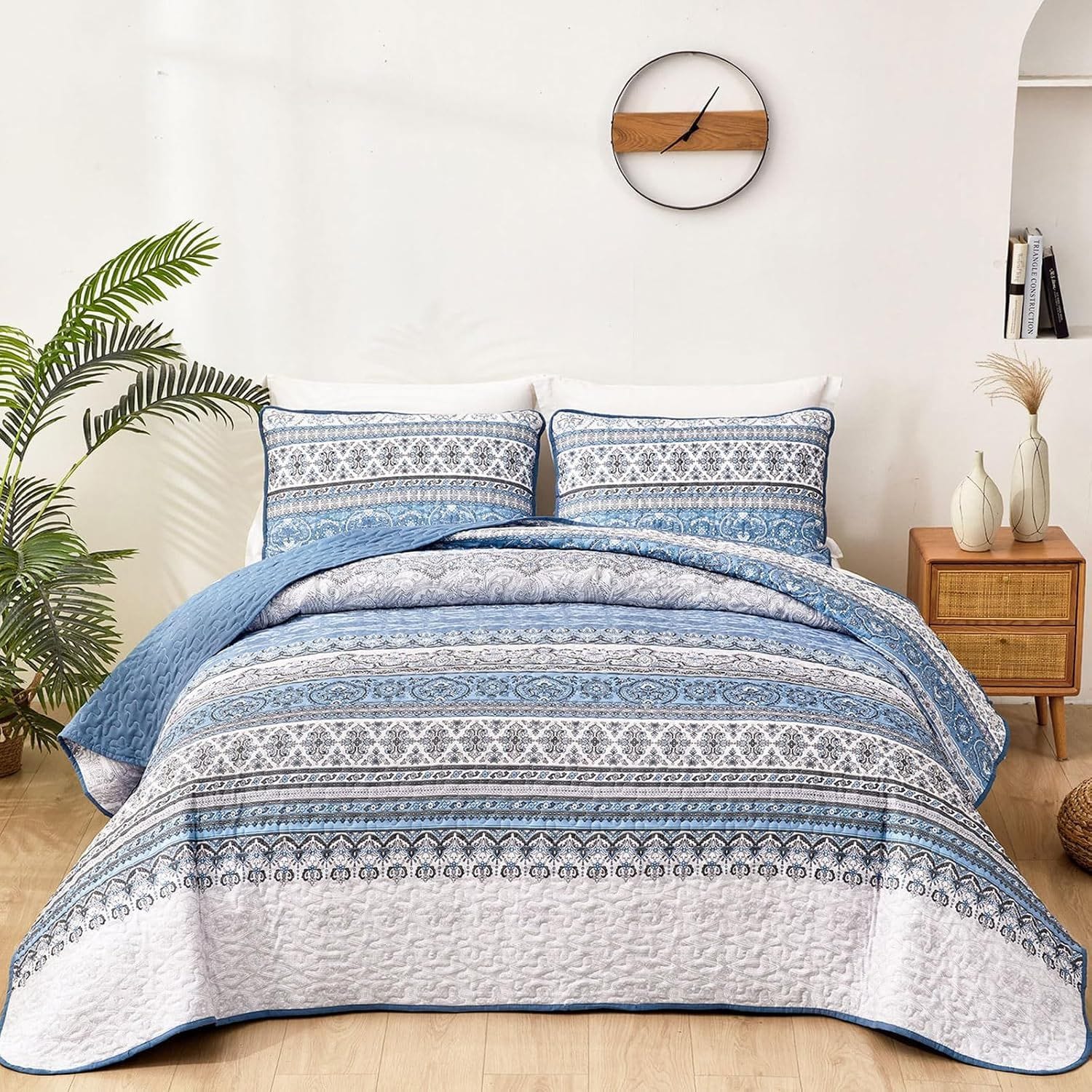 Boho Light Blue Bedspread Set 230x250cm