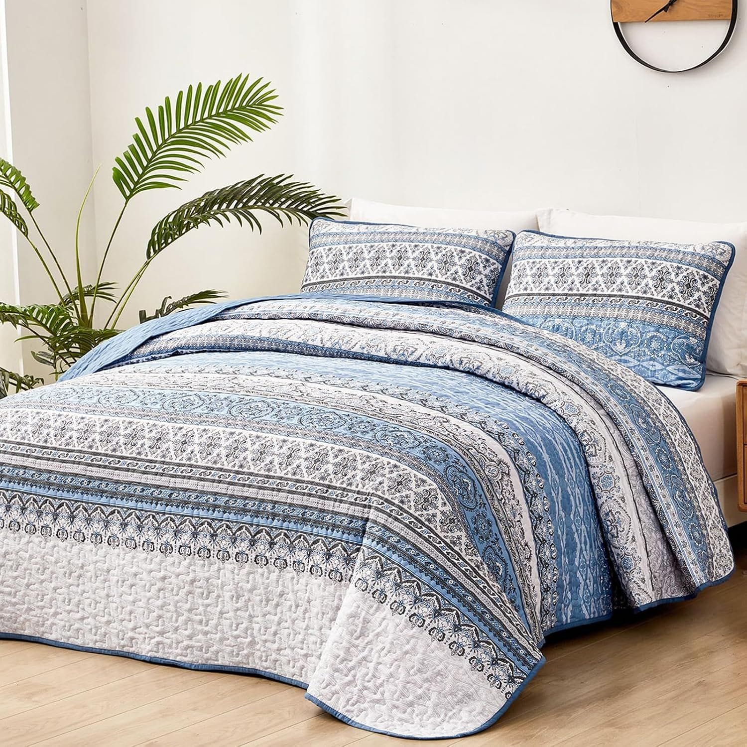 Boho Light Blue Bedspread Set 230x250cm