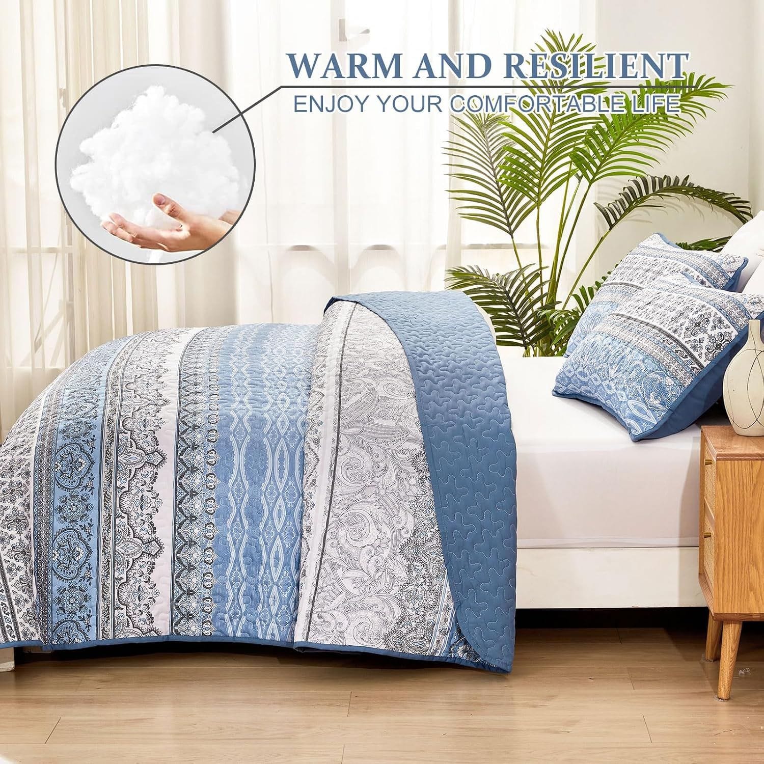 Boho Light Blue Bedspread Set 230x250cm