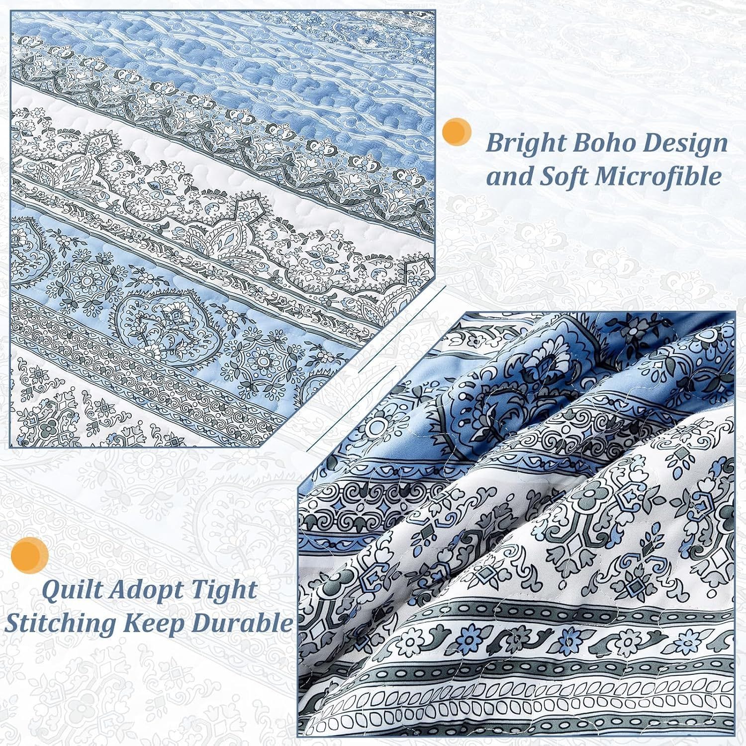 Boho Light Blue Bedspread Set 230x250cm