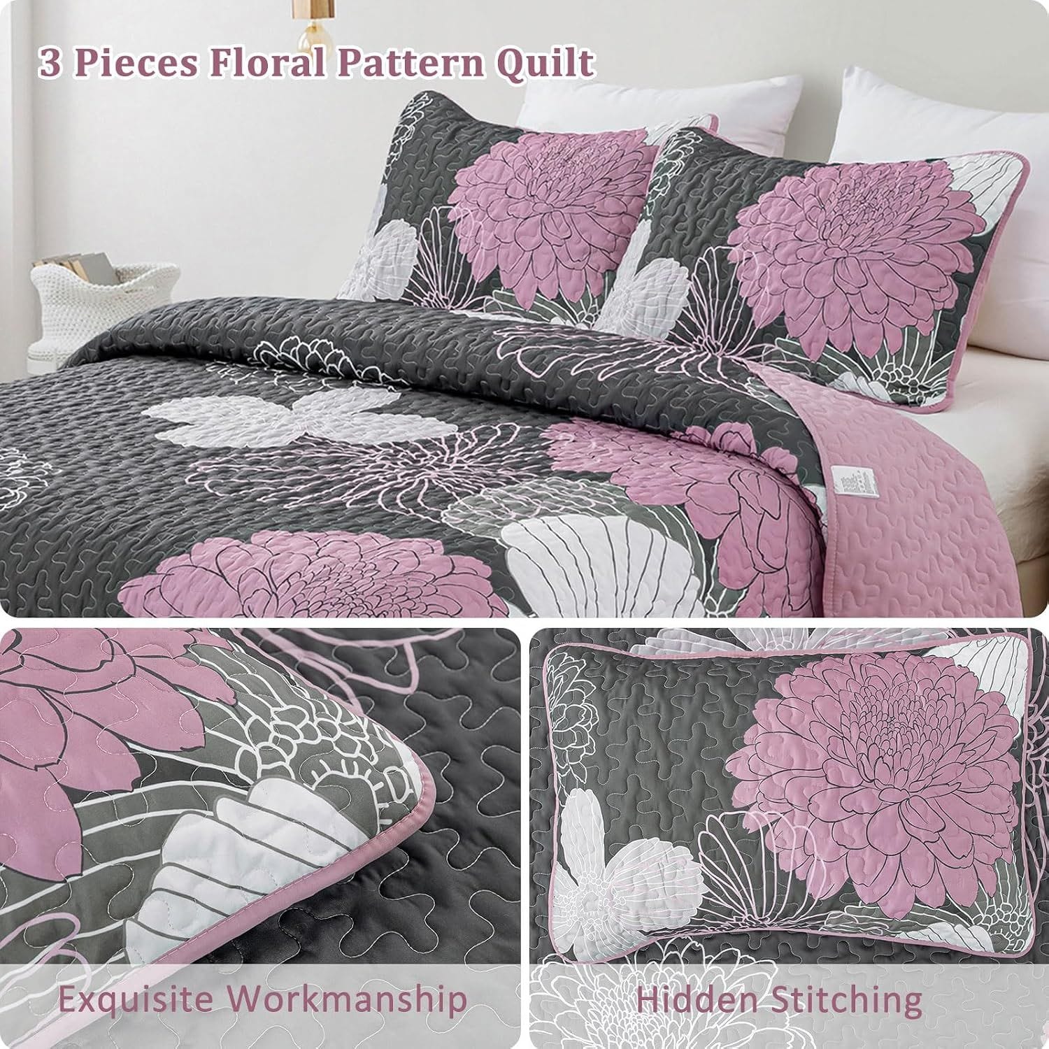 Grey Bedspread Set Soft 230x250cm