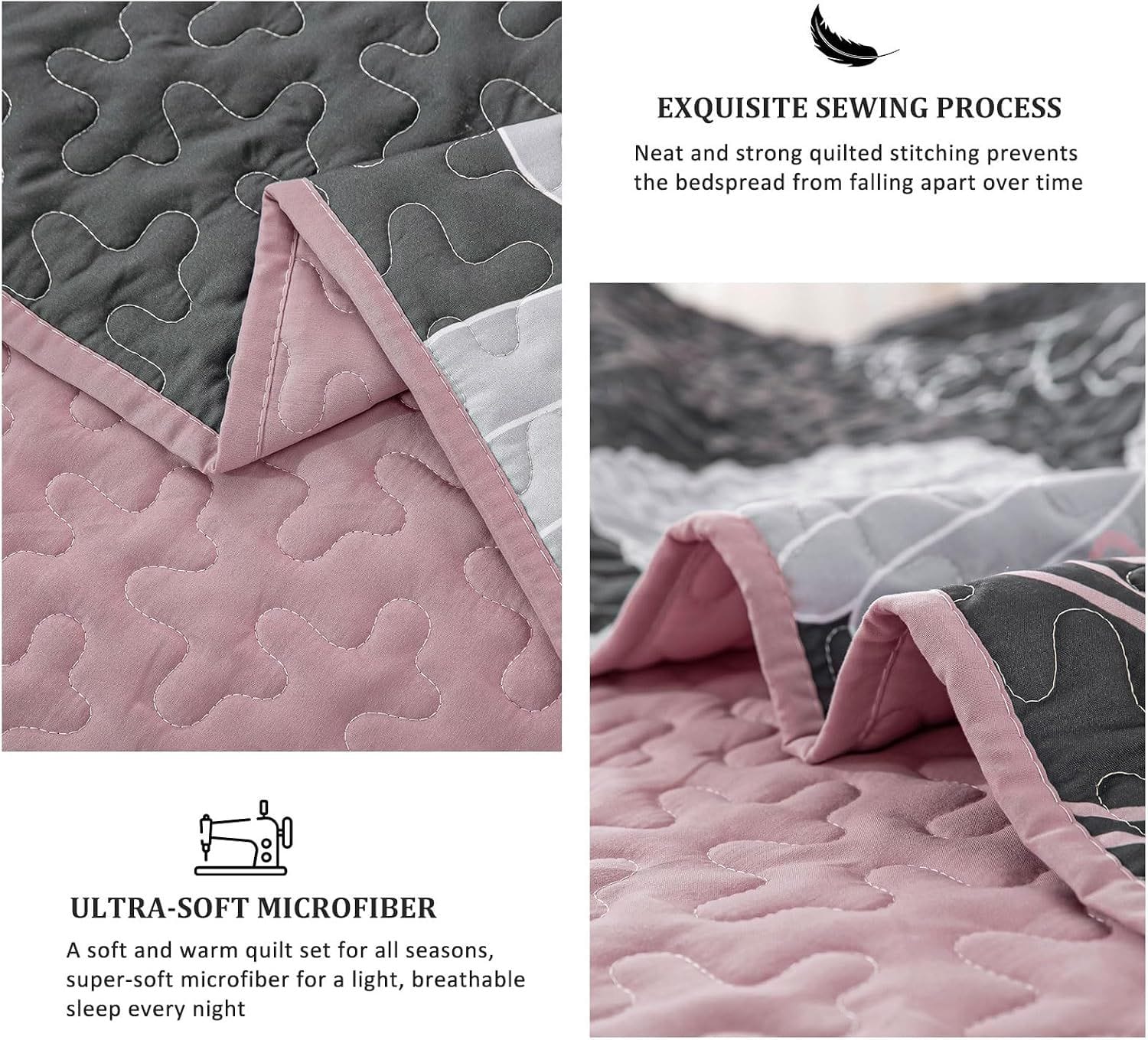 Grey Bedspread Set Soft 230x250cm