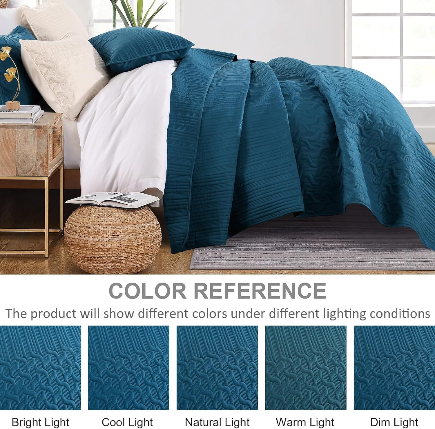 Blue Wave Bedspread Set Soft 230x250cm