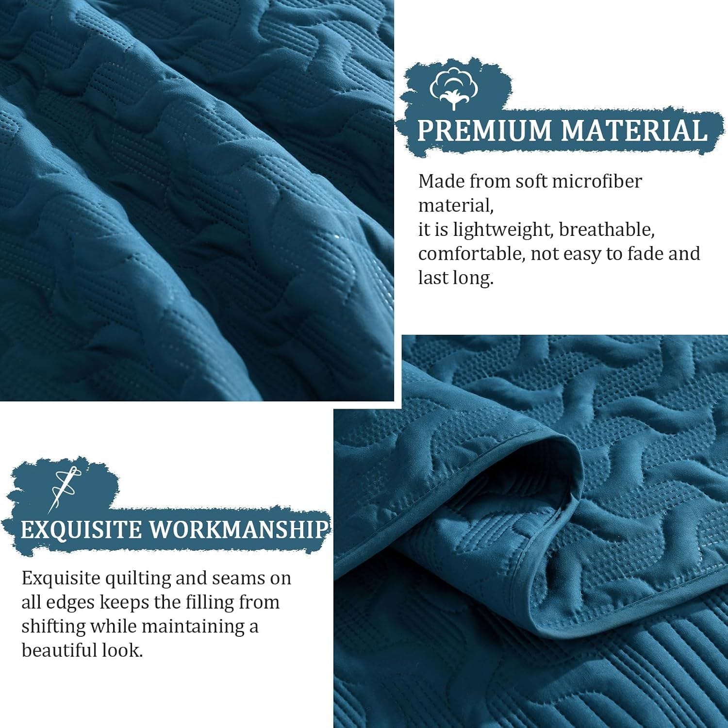Blue Wave Bedspread Set Soft 230x250cm