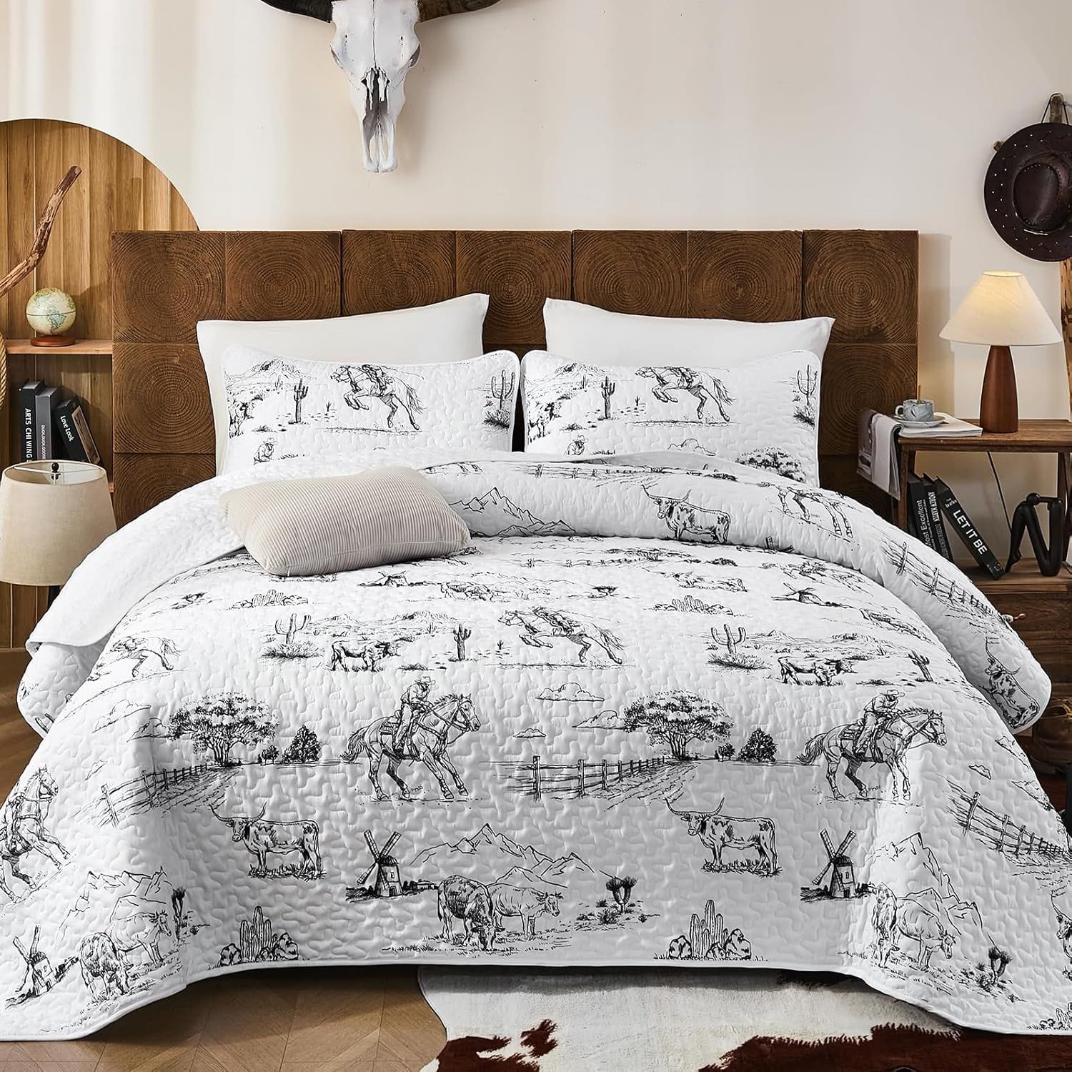 Quilted Black Bedspread Set 230x250cm