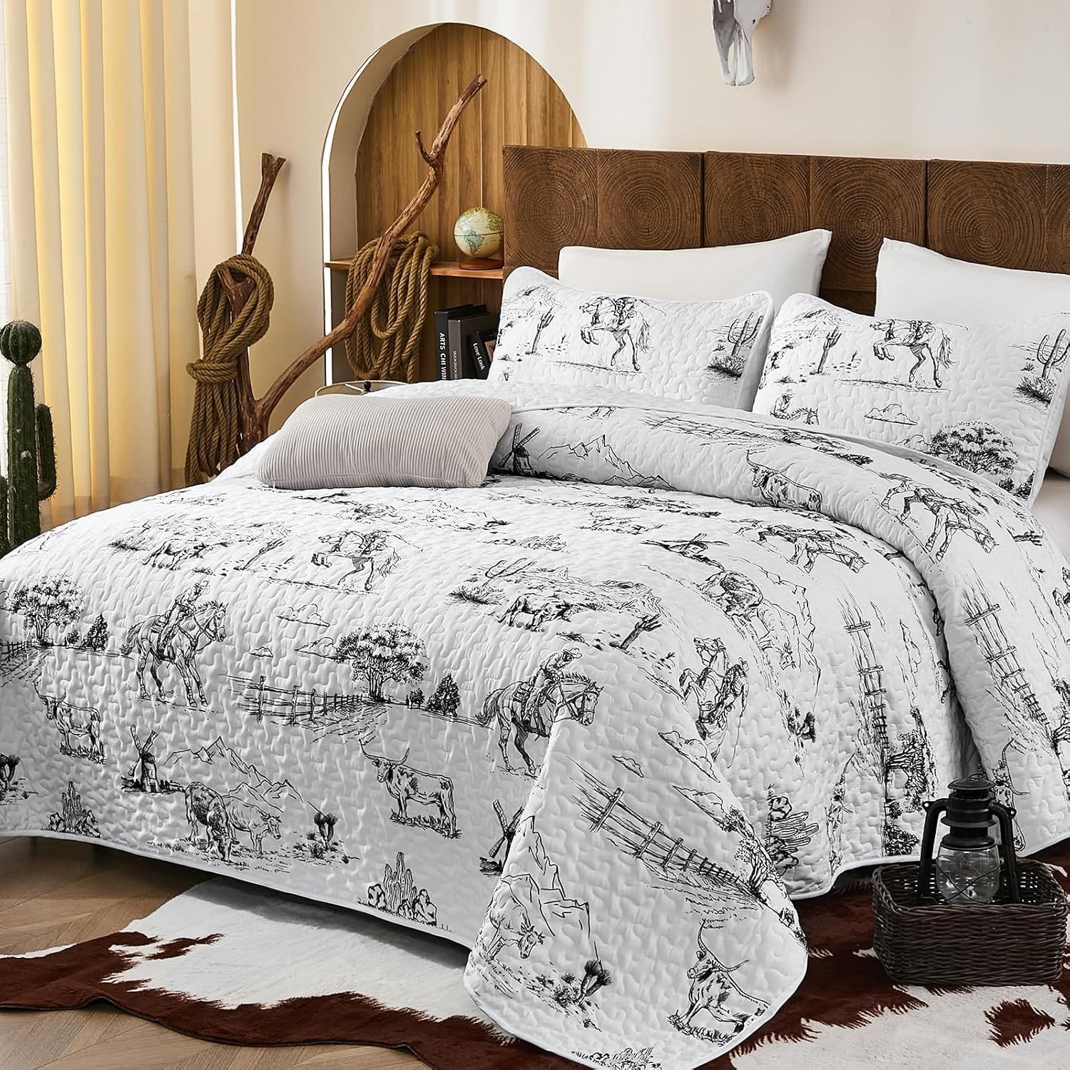 Quilted Black Bedspread Set 230x250cm