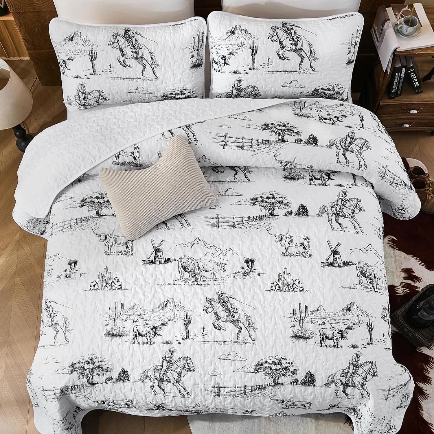 Quilted Black Bedspread Set 230x250cm