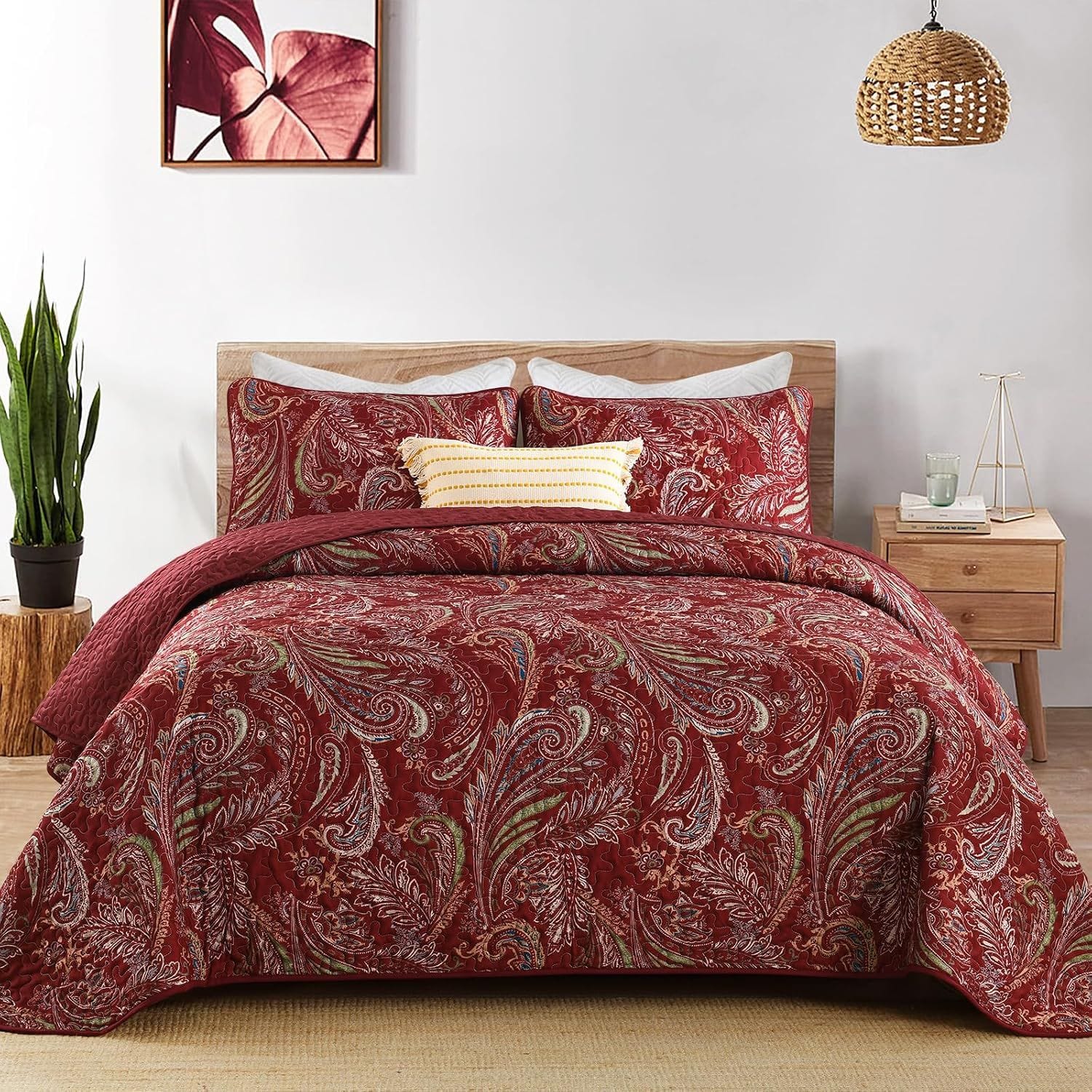 Red Quilt Coverlet Set 230x250cm