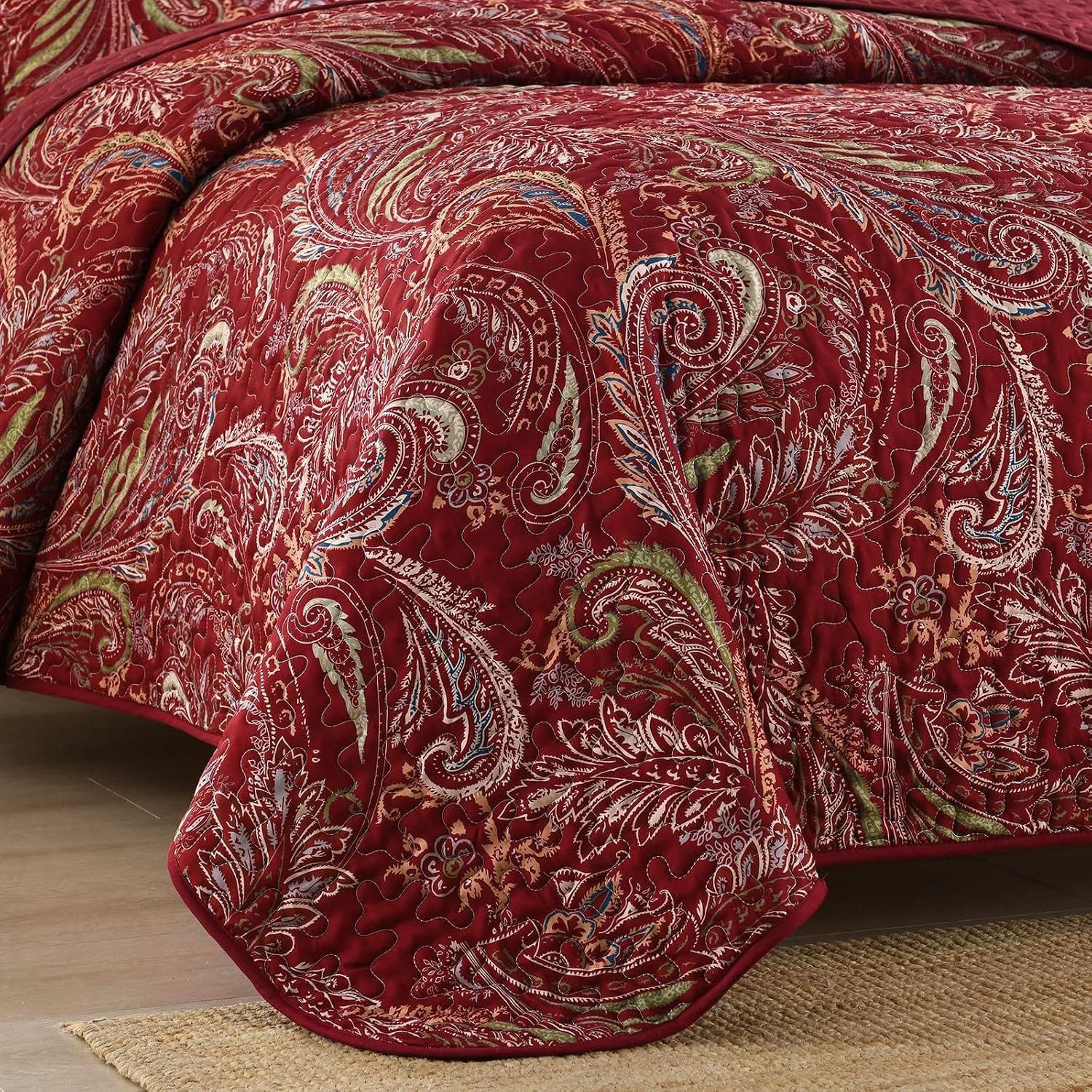 Red Quilt Coverlet Set 230x250cm