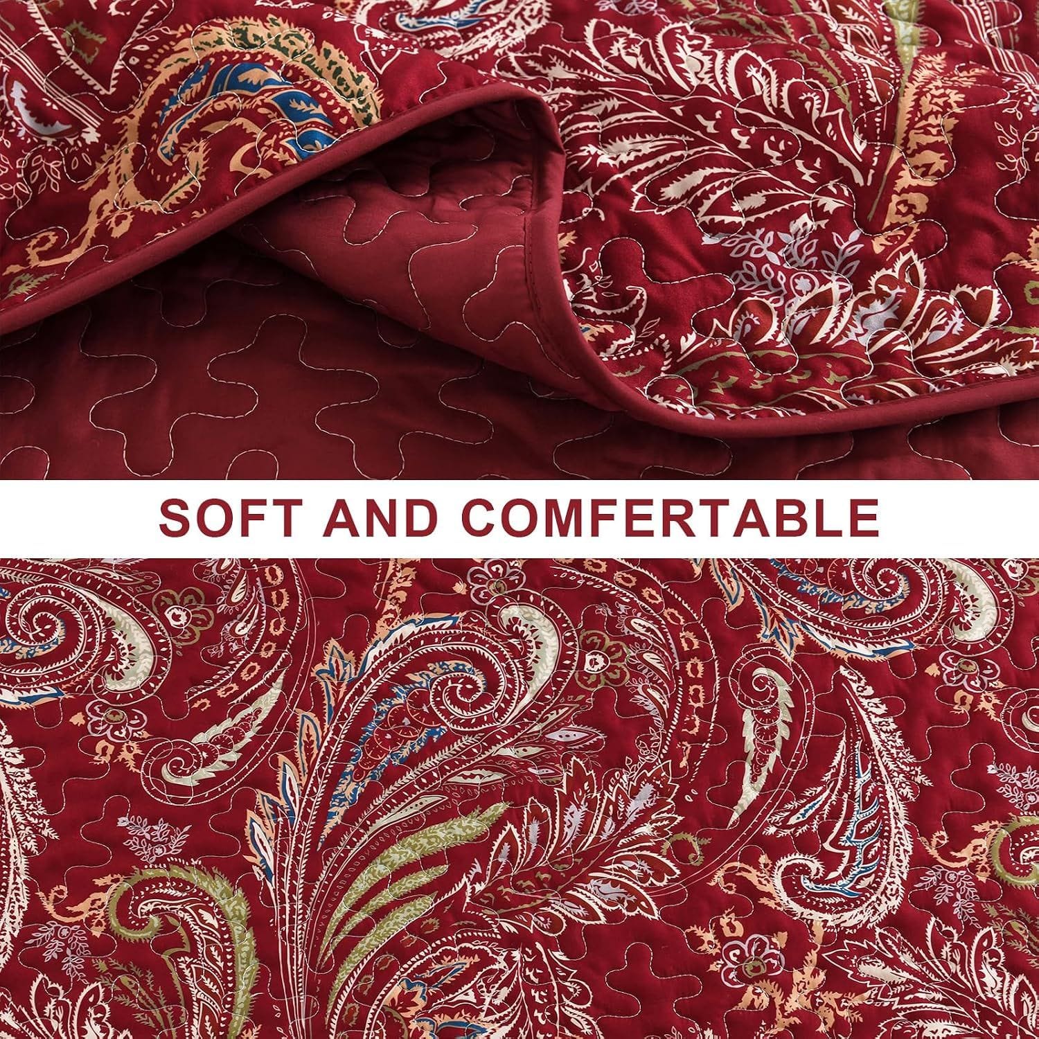 Red Quilt Coverlet Set 230x250cm