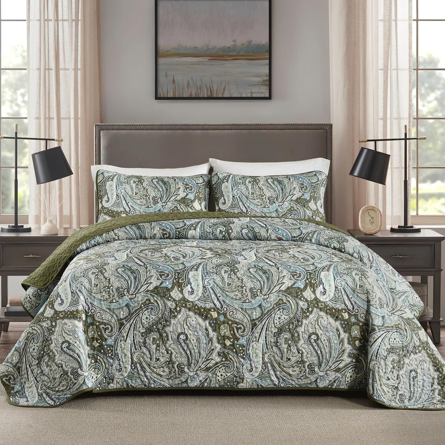 Boho Green Quilt Set 230x250cm