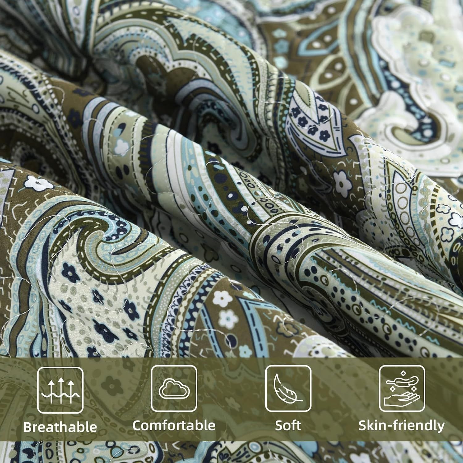 Boho Green Quilt Set 230x250cm