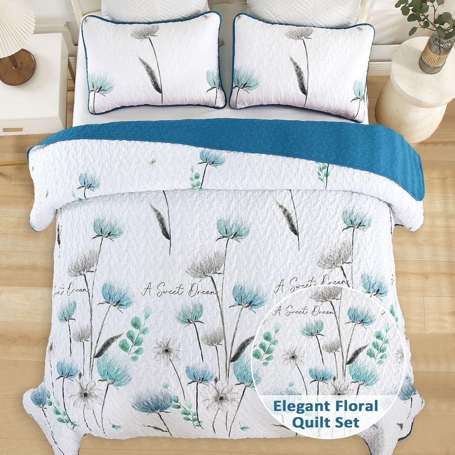Teal Quilt Cover Set Soft 230x250cm