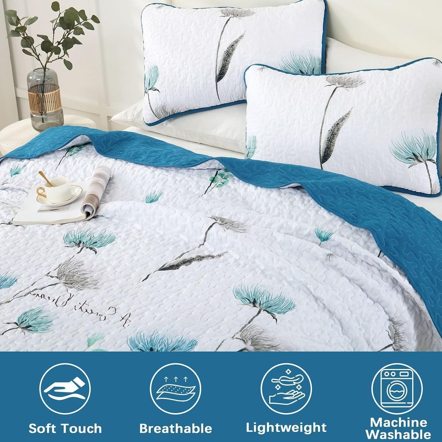 Teal Quilt Cover Set Soft 230x250cm