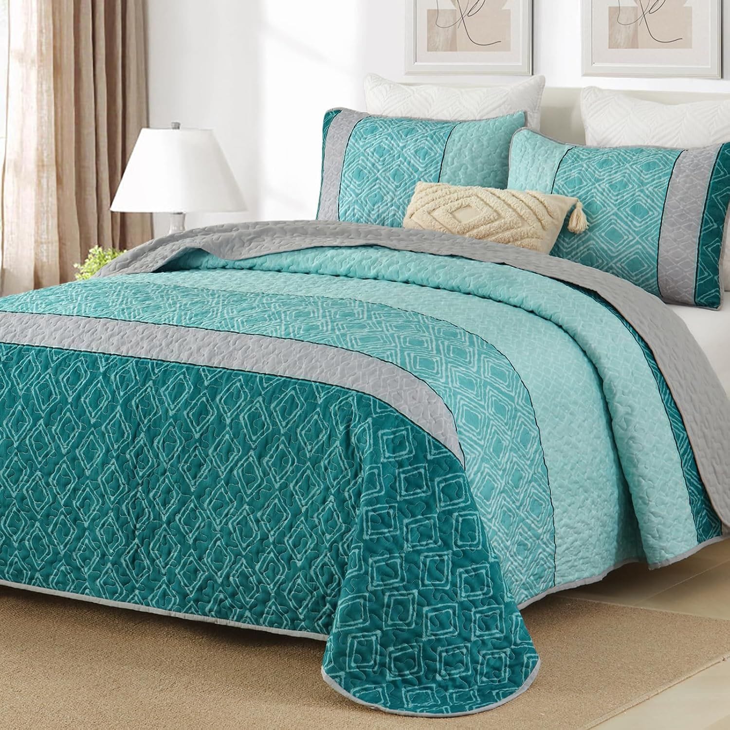 Teal Quilt Set Boho 230x250cm