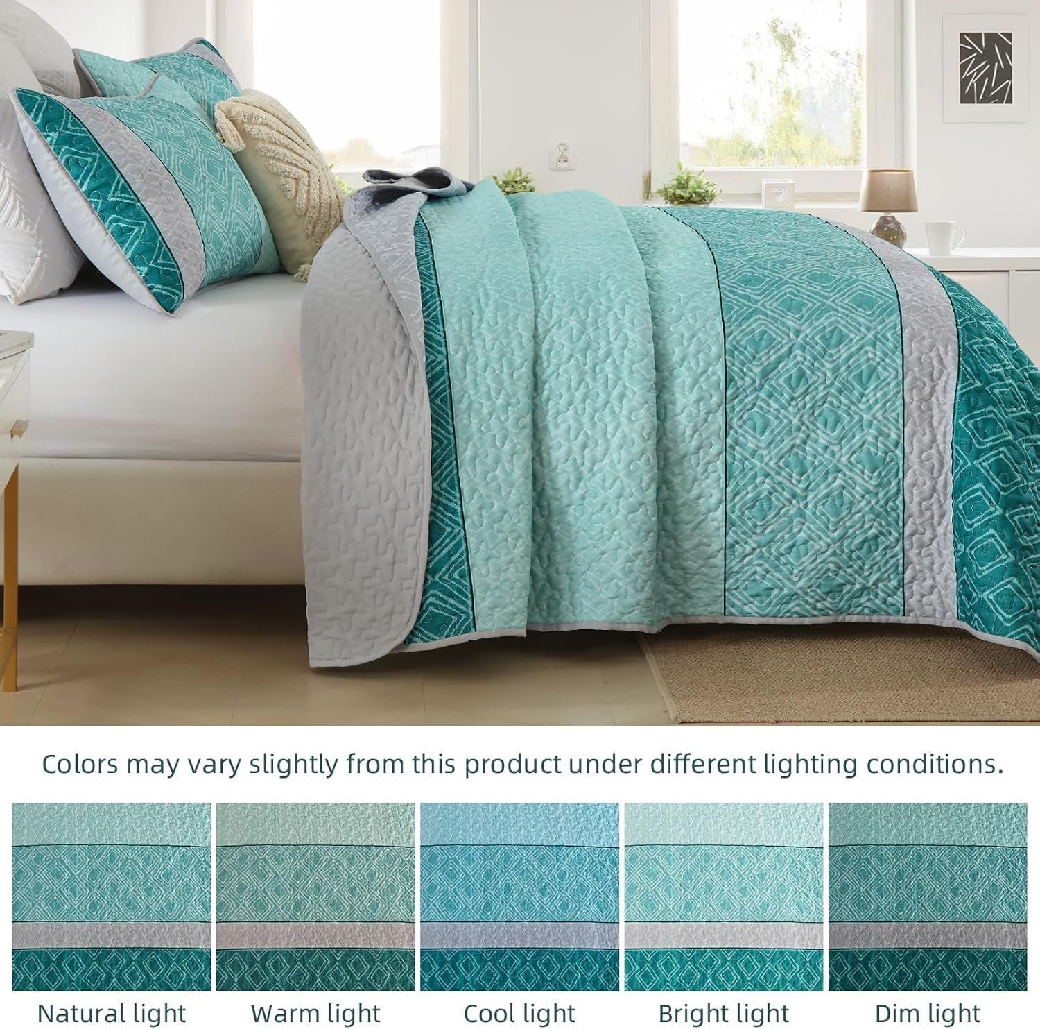Teal Quilt Set Boho 230x250cm